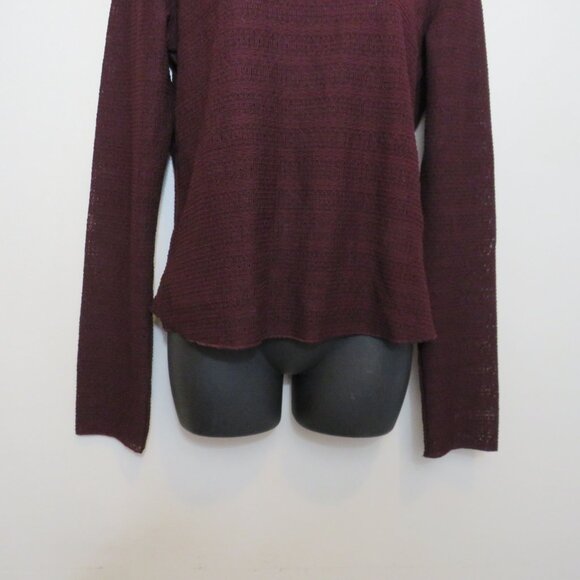 Rag & Bone size Large Long Sleeve Knit Top Basic Crew Neck Open Knit Burgundy - Picture 4 of 5